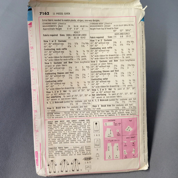 Simplicity Sewing Pattern #7162 Clown Costume Kids 7-8 UNCUT Vintage 1975 - Picture 3 of 4